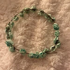 Handmade Mint Green Floral Crown Headband